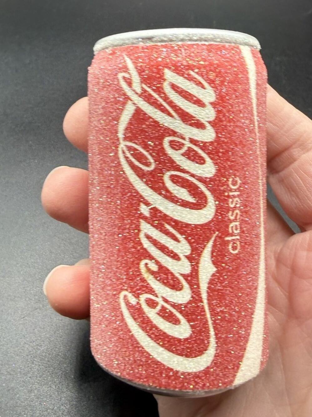 Coke Coca Cola Can Sugared Christmas Ornament Frosted Glitter EUC -LO20